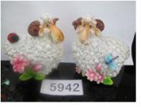 Сувенир Овца копилка с цветами 13075-1