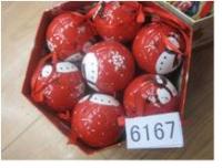 Набор новогодних шаров в кор.,красные со снеговиком 3062ВС