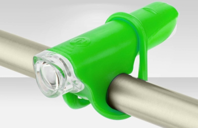 Фонарь JY-267-G передний на руль, 1 суперяркий светодиод, пластик, зелёный	