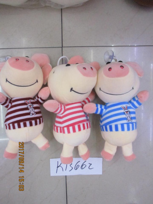 Мягкая Свинка на подвесе в тельняшке 3вида К13662 25см.