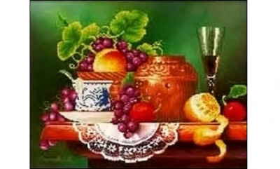 Алмаз. мозаика (класс)30х40 см, без подр.,с полн. заполн.(34 цв.) НАТЮРМОРТ С ФРУКТАМИ (Арт. ST-362)