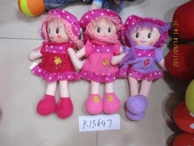 Мягкая Кукла в шляпе с косичками 3вида К13647