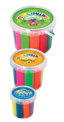 Тдл-001 Тесто для лепки Набор №1 в малой пластиковой банке с крышкой, 7цв.