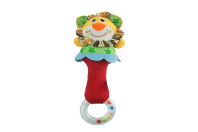 Погремушка 1340 мягкая Львёнок с колечком  B916-H25011