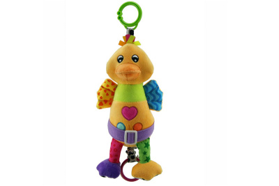 Погремушка 11403 мягкая цыплёнок с колечками на подвесе B916-H25041