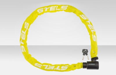 Цепь-замок 85803 в тканевой оплётке, с ключом, 6х1200 мм, жёлтый